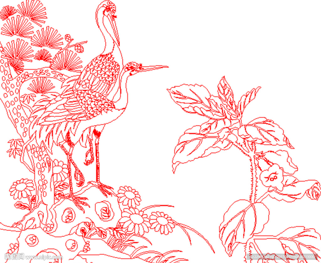 花鸟矢量线条图