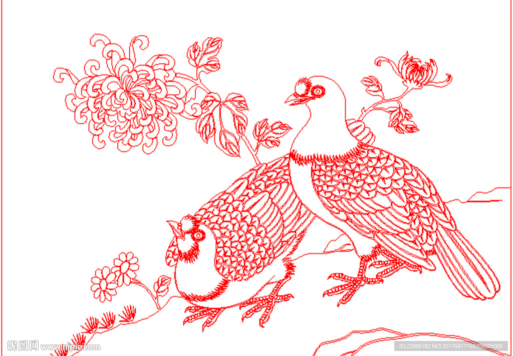 花鸟矢量线条图