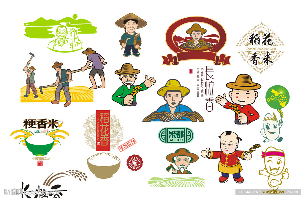 大米包装设计素材卡通元素