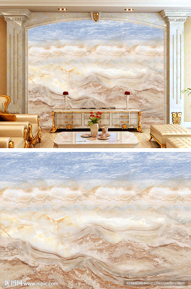 大理石纹山水背景墙