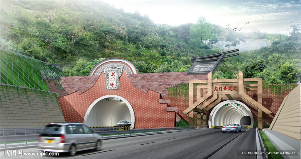 隧道出口古建造型特色效果图