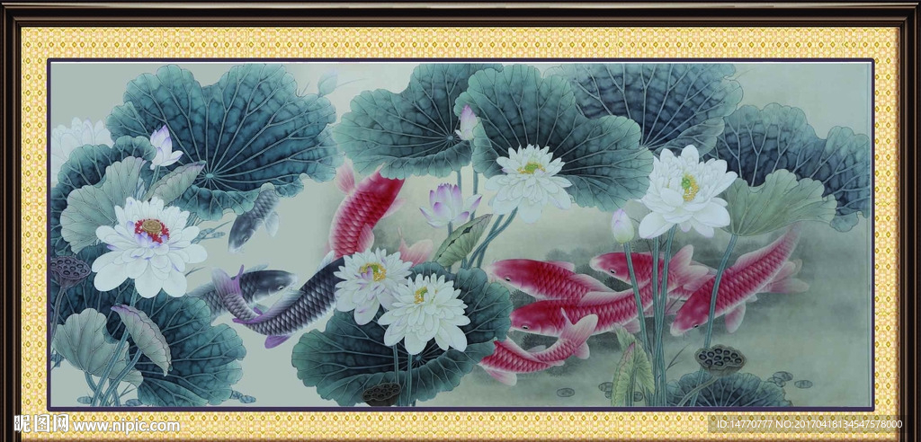 荷花鲤鱼图