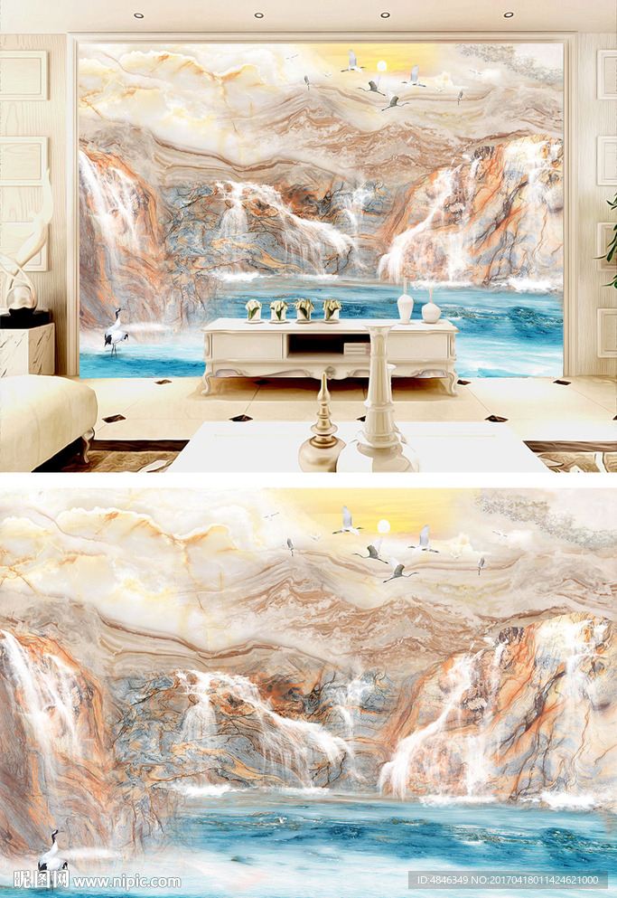 大理石纹理电视背景墙