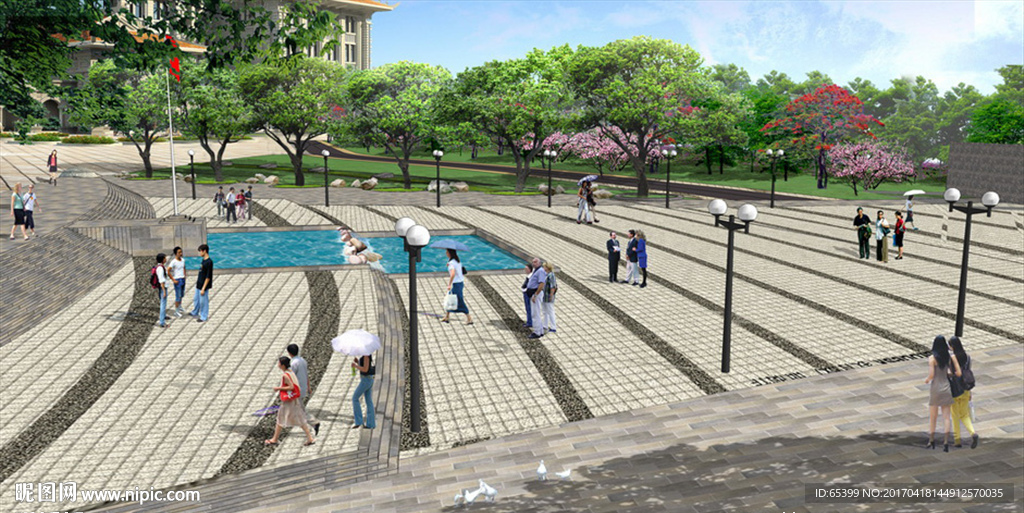 校园广场景观效果图