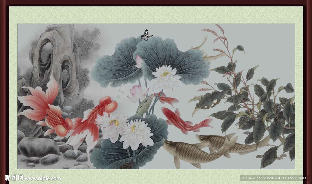 荷花鲤鱼图