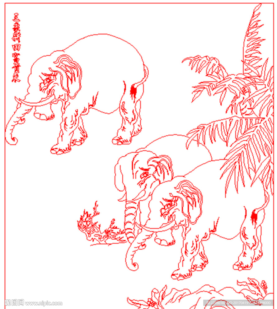 大象矢量线条图