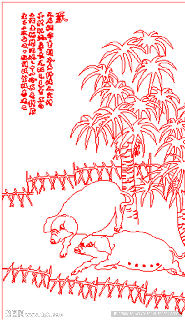 猪矢量线条图