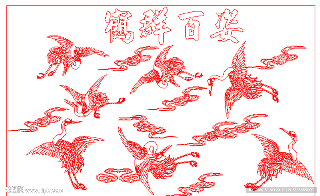 千鹤矢量线条图