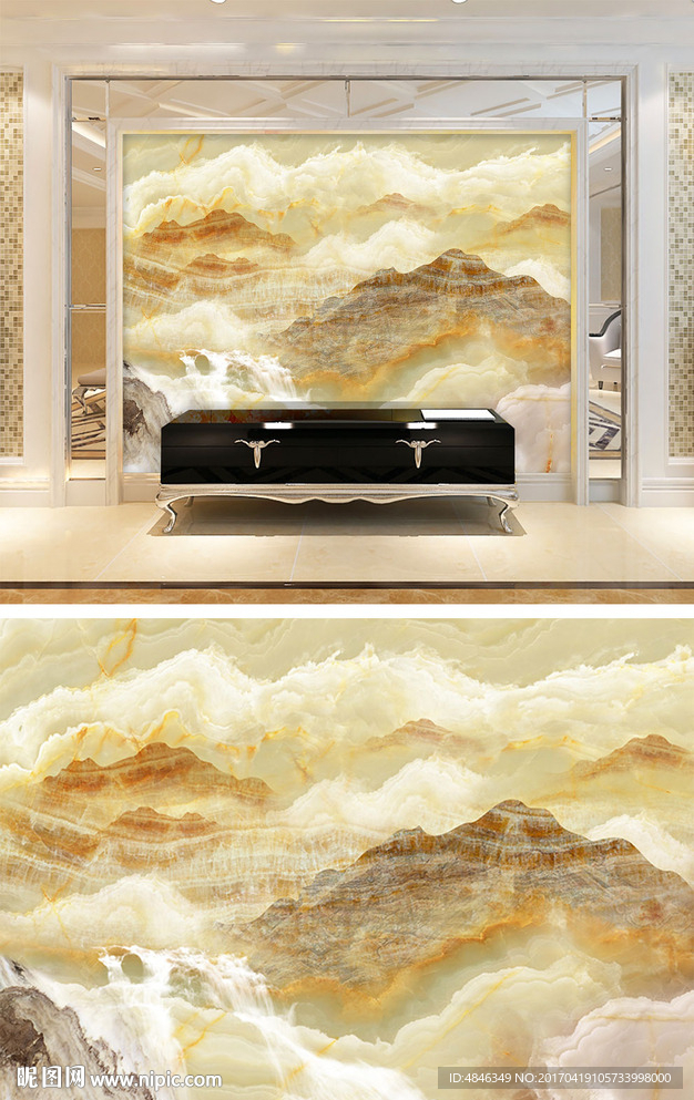 大理石纹山水背景墙