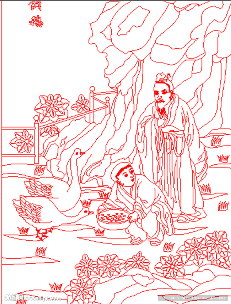 古代人物矢量线条图