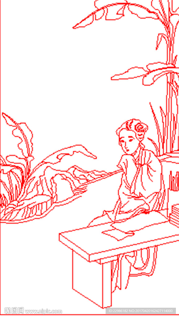 古代人物矢量线条图