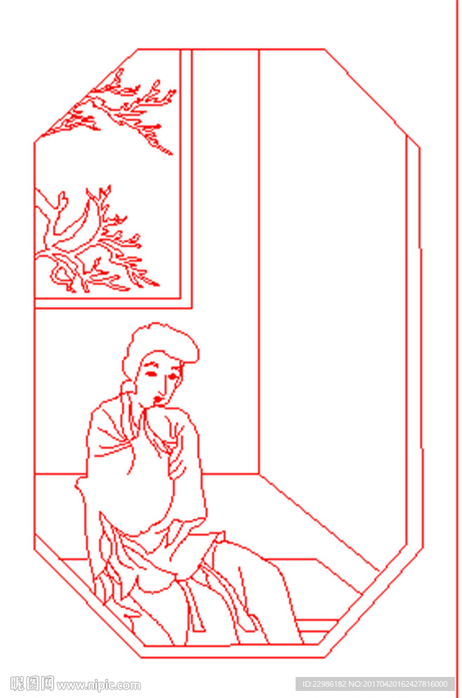 古代人物矢量线条图
