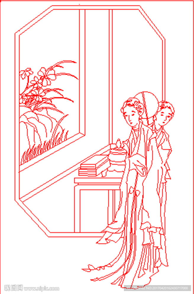 古代人物矢量线条图