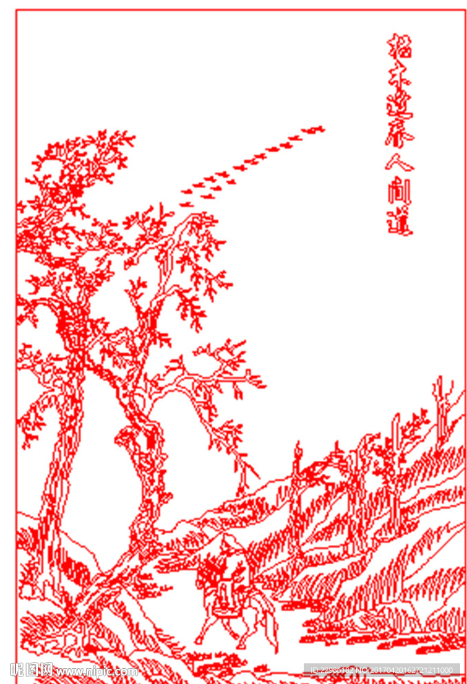 山水矢量线条图