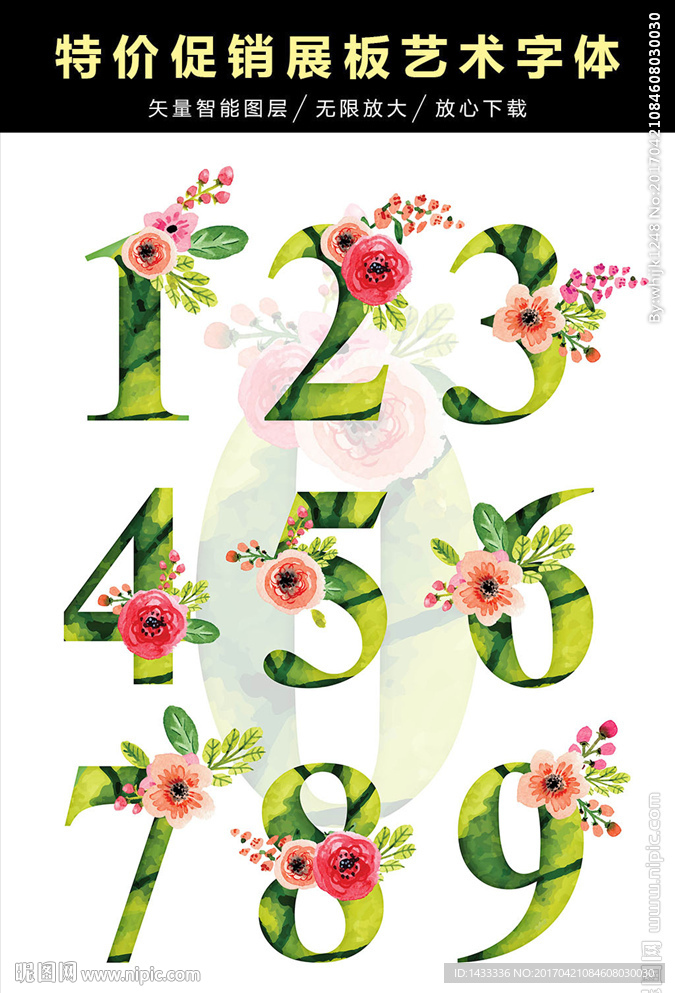 鲜花数字艺术字