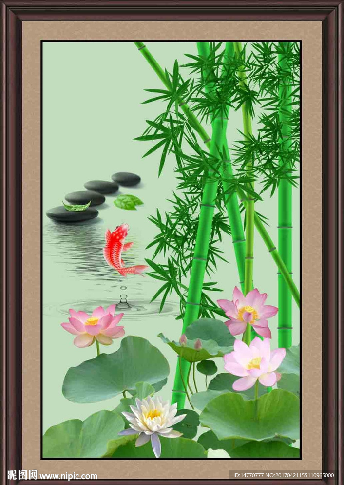 荷花竹子图片