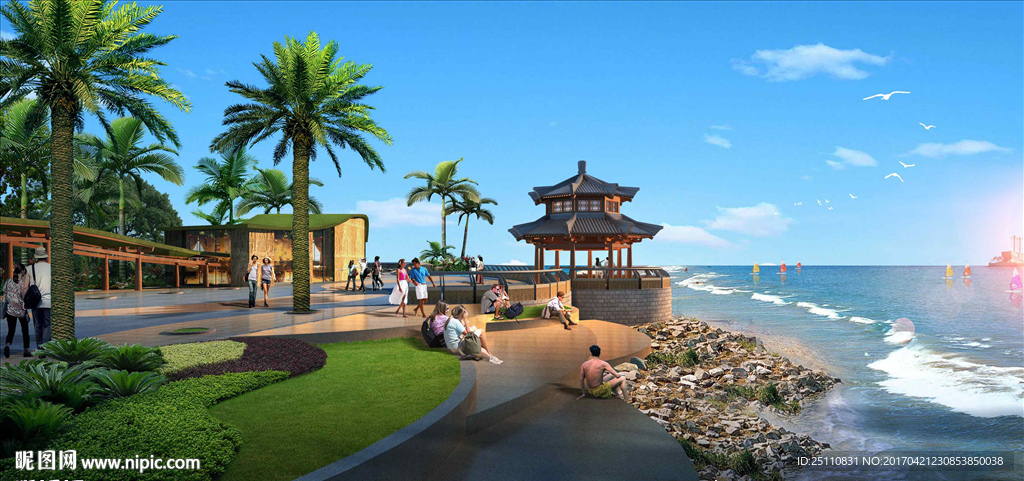 海景平台 休闲观景 面朝大海图