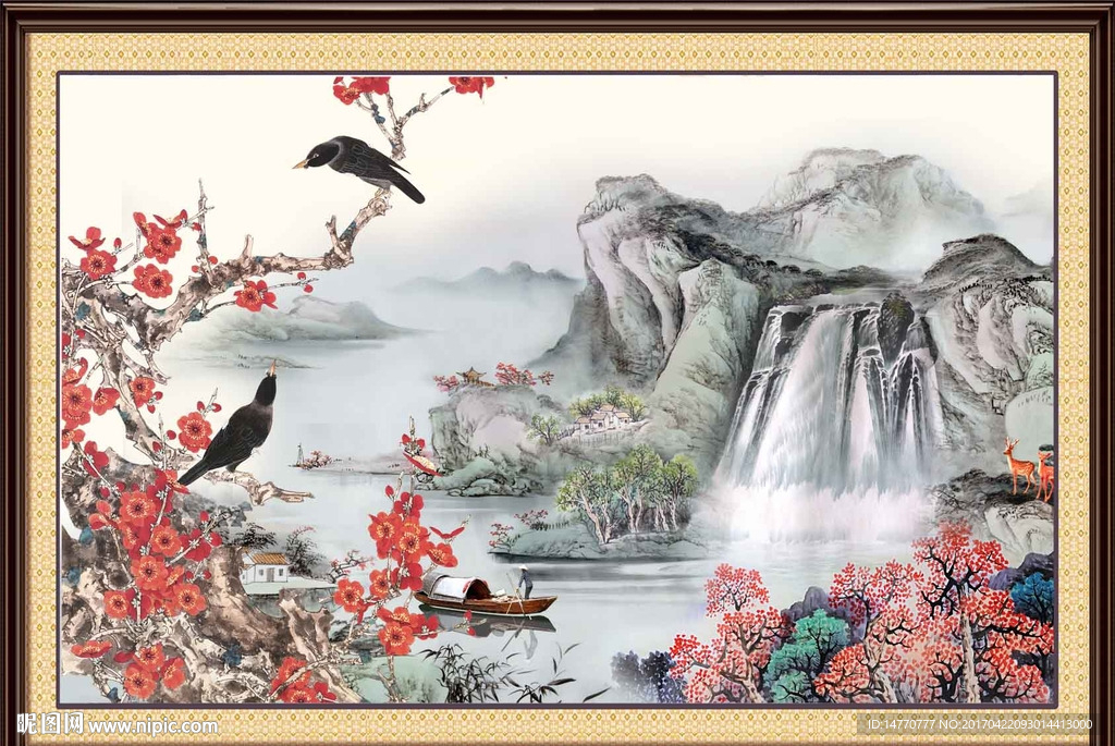 山水国画花鸟