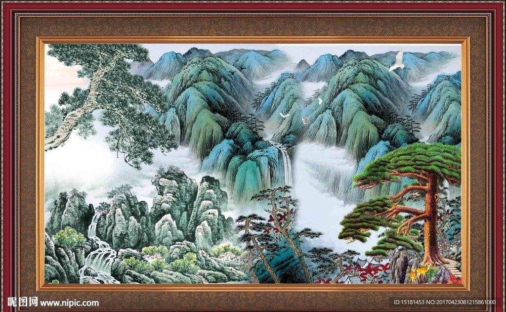 国画迎客松