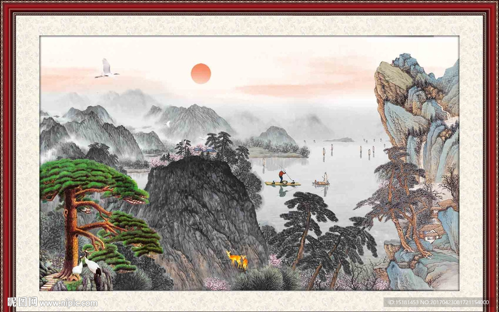 国画迎客松