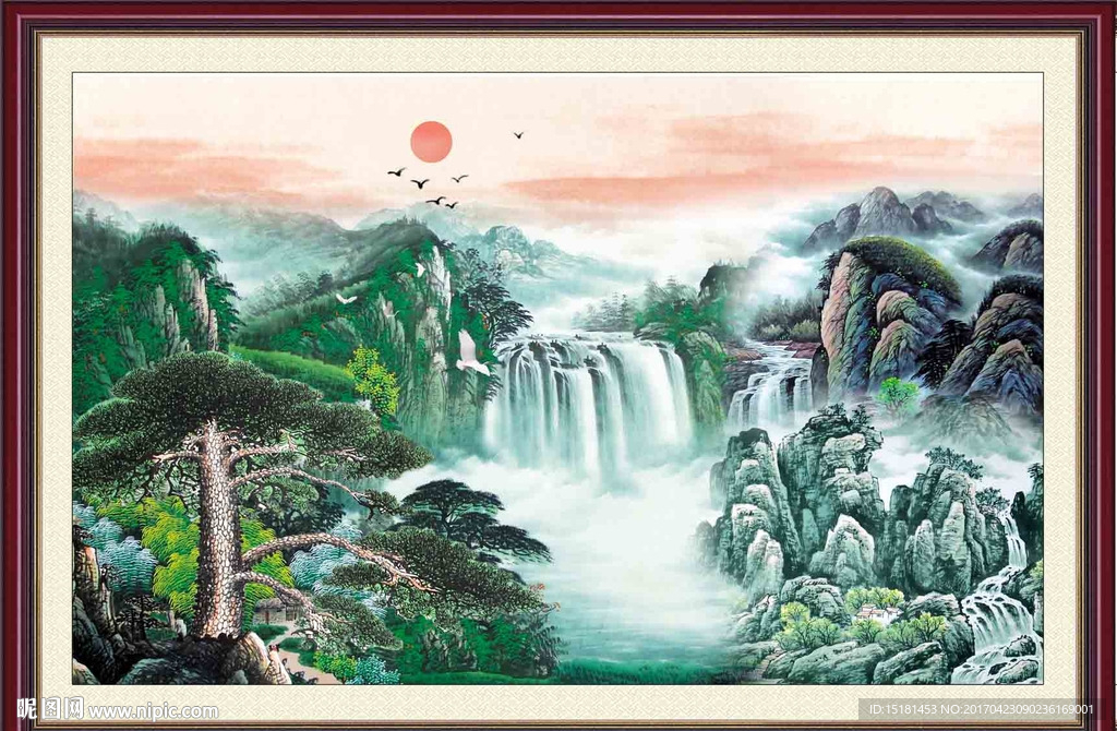 国画迎客松