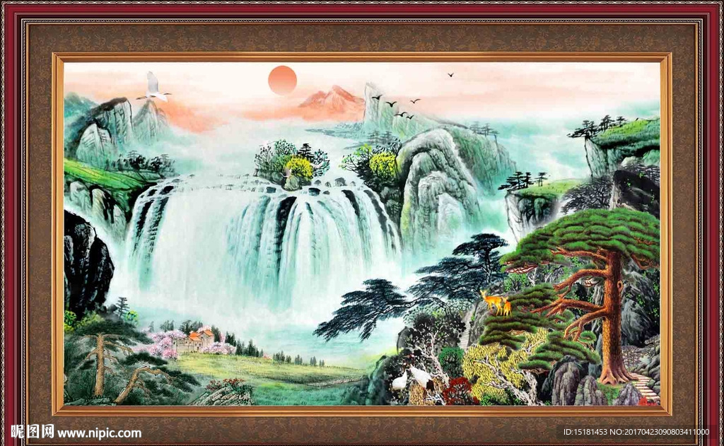 国画迎客松