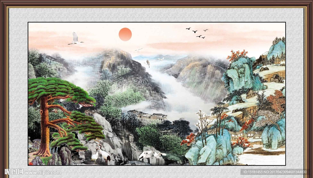 国画迎客松