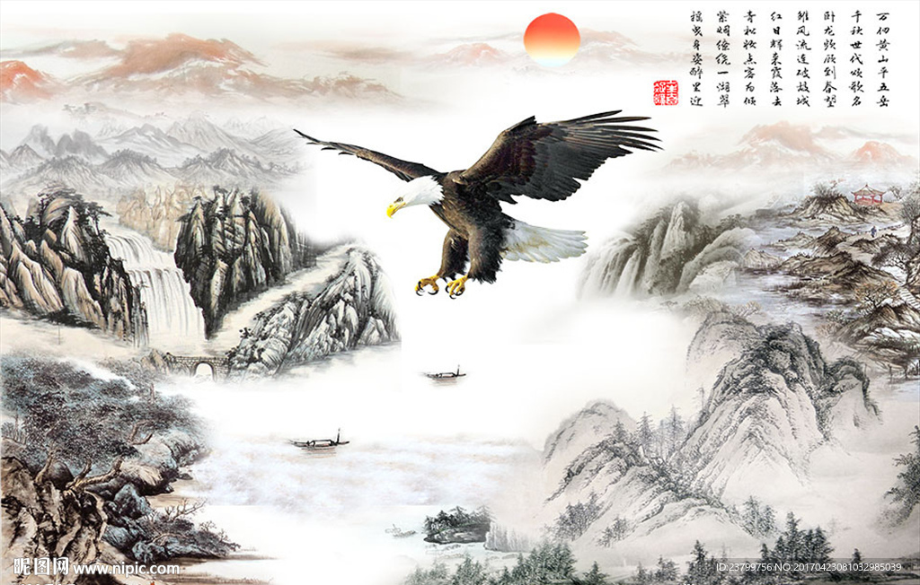 江山如画山水画背景墙装饰画