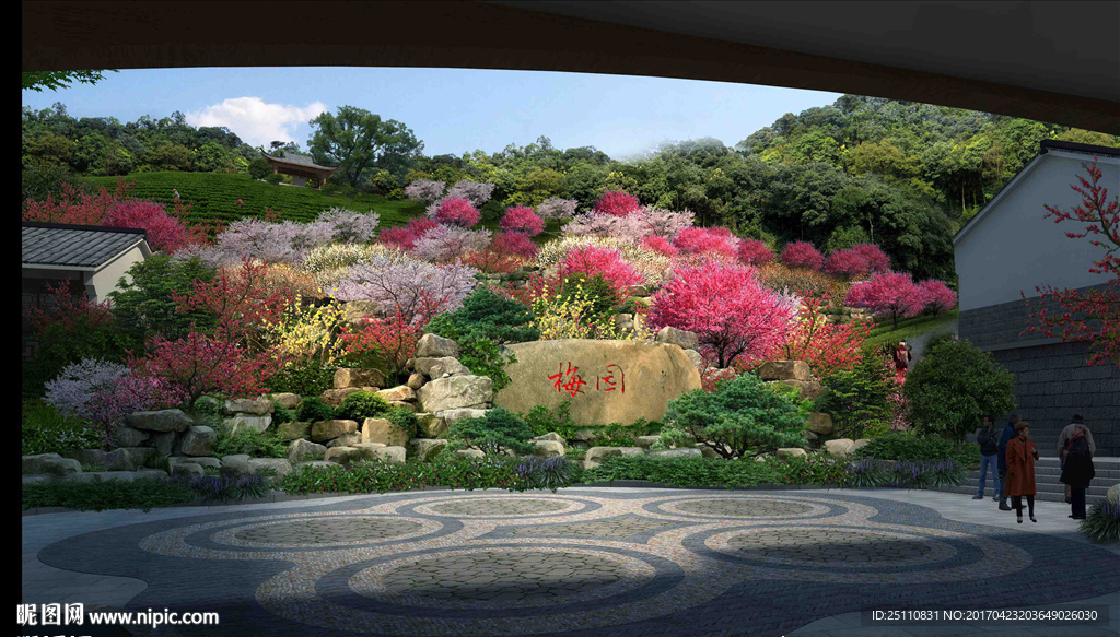 山体景观设计植物设计古建景观图
