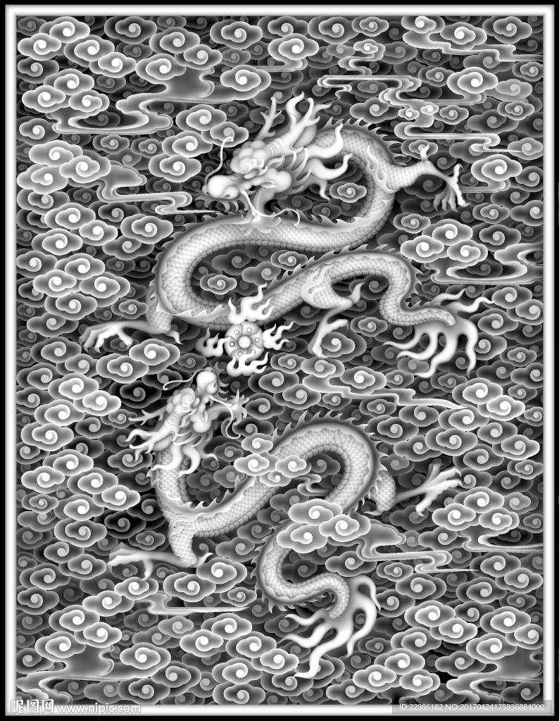 云龙灰度精雕图