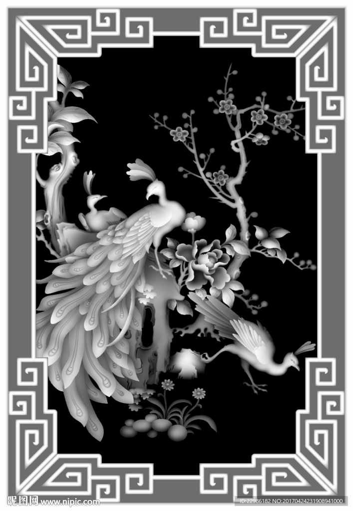 孔雀门板灰度图