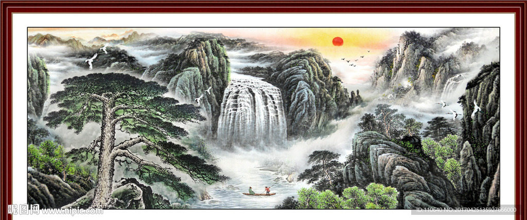 国画迎客松