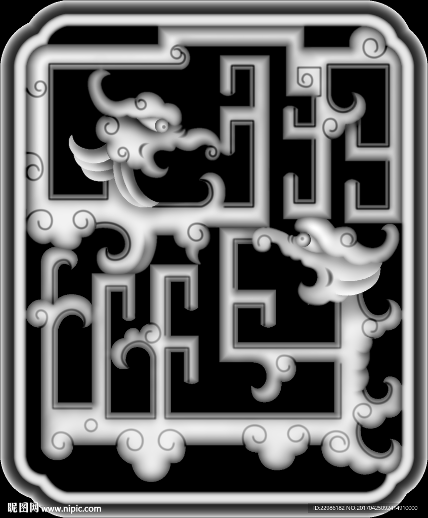 拐子龙镂空灰度图