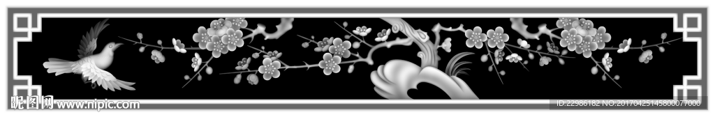 四季花梅兰竹菊灰度图