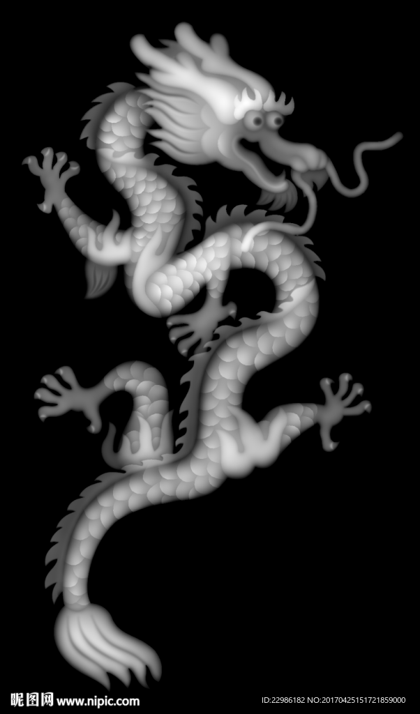 龙浮雕灰度图