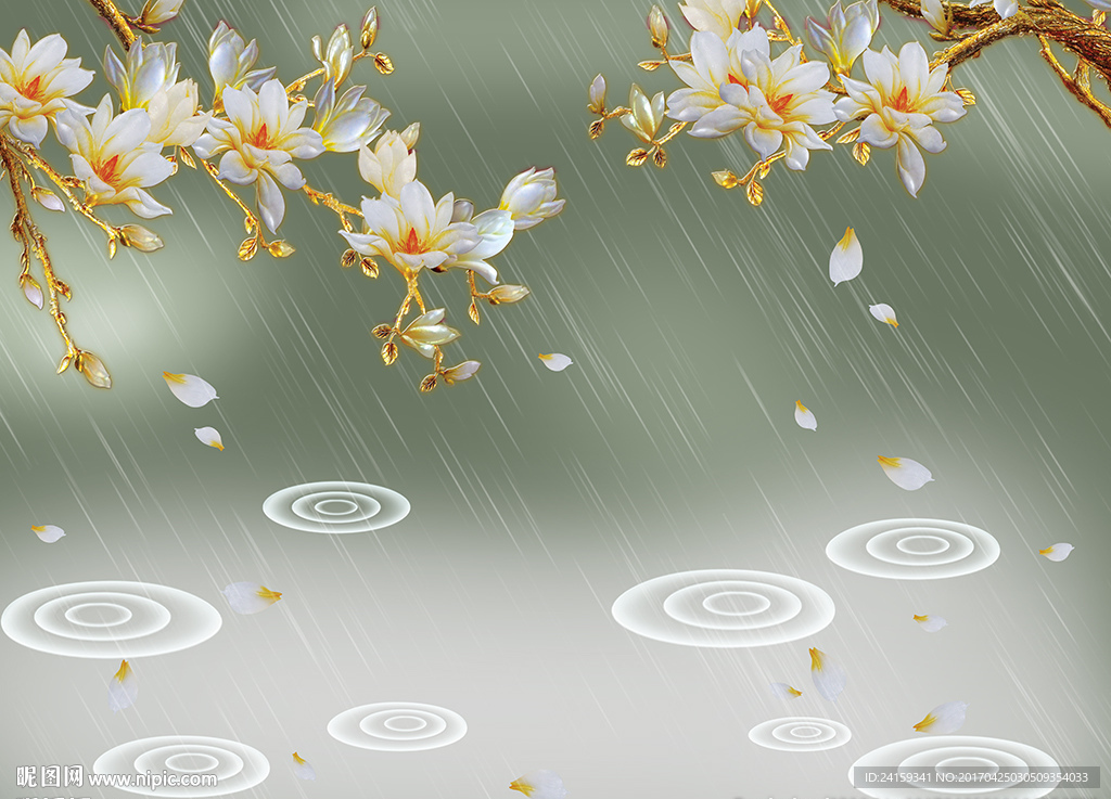 彩雕玉兰雨水
