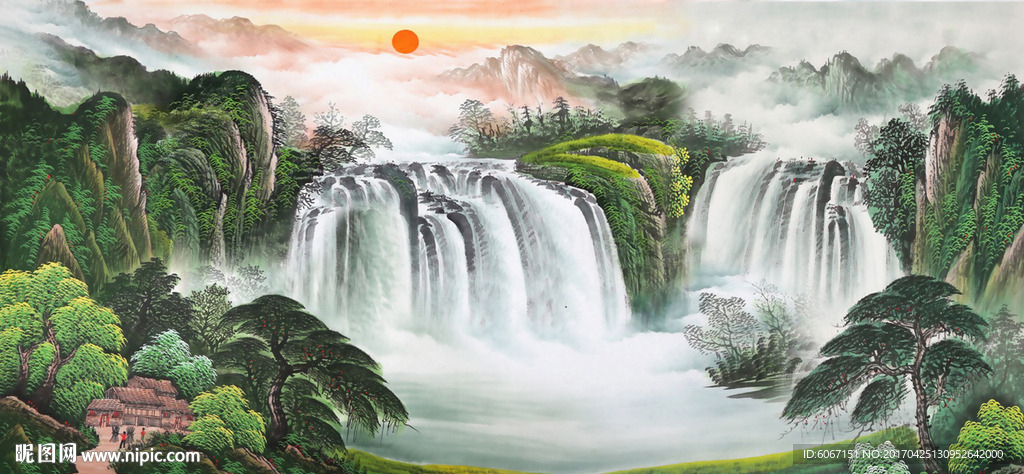 聚宝盆山水画