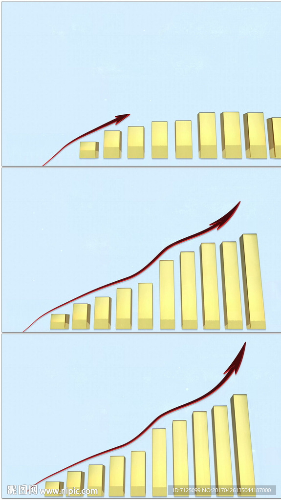 金色柱状图箭头生长经济金融
