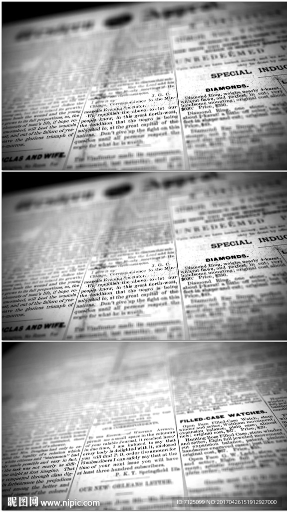 4K旧报纸特写镜头