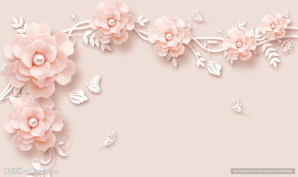 粉色浪漫浮雕珠宝背景墙