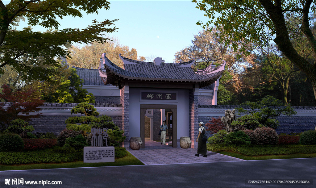 古建筑入口景观效果图