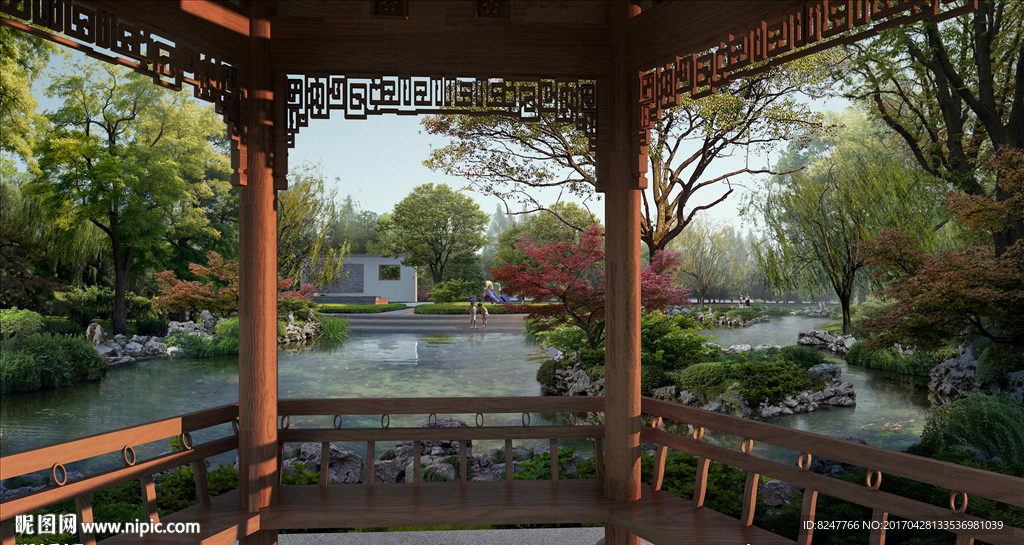 凉亭内庭景观效果图