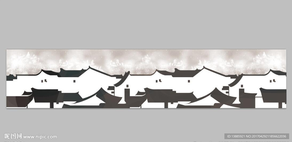 江南风腰线装饰画