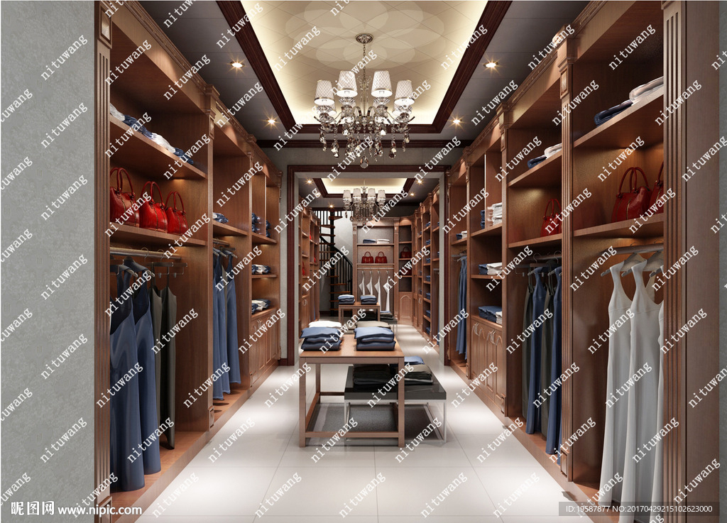 服装店集成墙面模型效果图