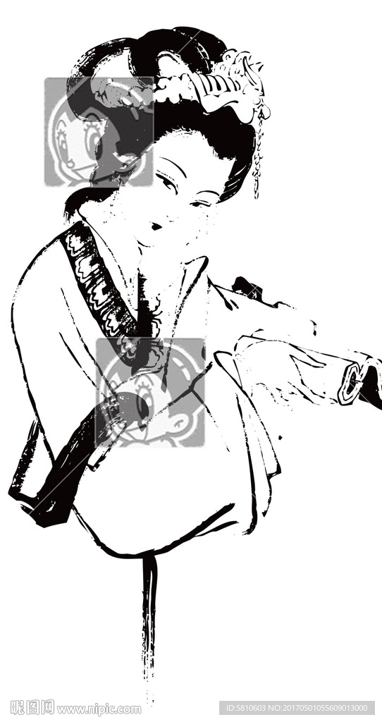 仕女 书法绘画