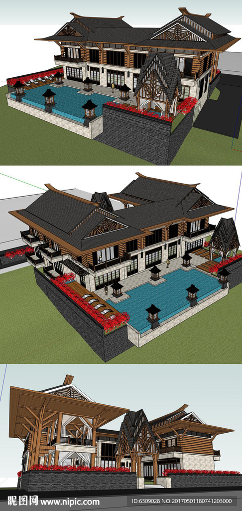 东南亚风格别墅模型