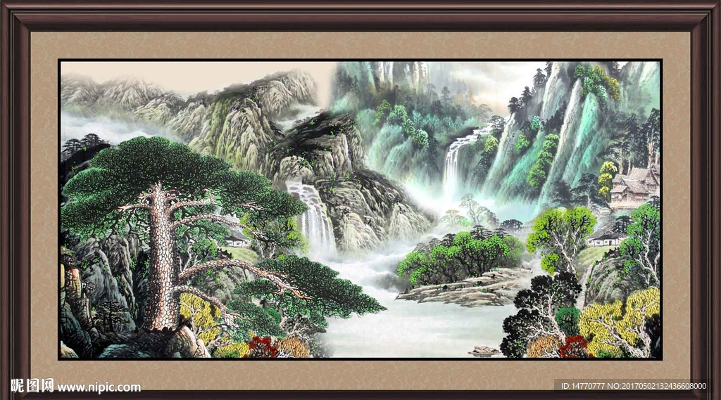 国画迎客松