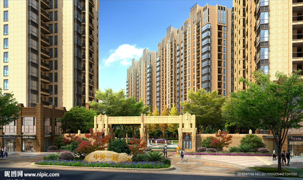 住宅区大门入口建筑效果图
