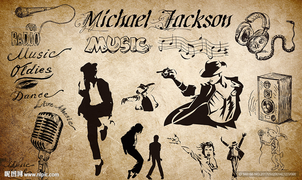 迈克杰克逊复古装饰画