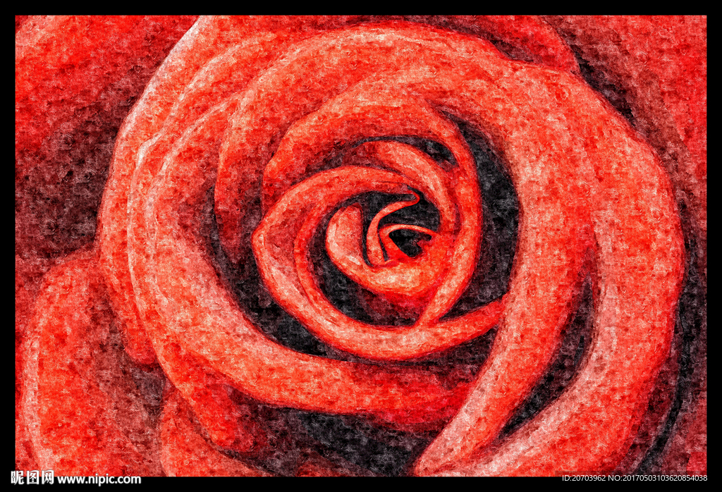 红玫瑰 油画 装饰画
